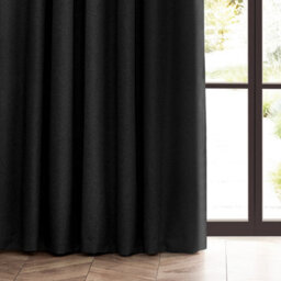 furn. Furn Dawn Textured Blackout Pencil Pleat Curtain Pair Black (W)168Cm X (D)183Cm - thumbnail 4