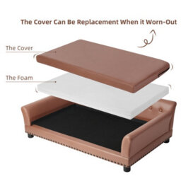 Bingopaw Large Dog Sofa Couch Bed Pet Puppy Lounge Chair Raised Chaise Cushion, 96X72X40Cm - thumbnail 5