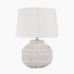 Pacific Lifestyle White Aztec Texture Ceramic Table Lamp - thumbnail 4