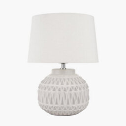 Pacific Lifestyle White Aztec Texture Ceramic Table Lamp - thumbnail 3