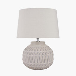 Pacific Lifestyle White Aztec Texture Ceramic Table Lamp - thumbnail 2