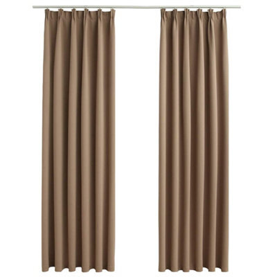 Berkfield Elegant Blackout Curtains With Hooks 2 Pcs Taupe 140X245 Cm