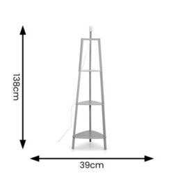 Standard Floor Lamp Shelf Light Living Room Reading Standing Storage Wooden Tall - thumbnail 2