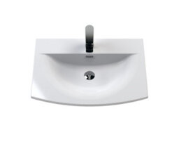 Hudson Reed Juno Wall Hung 1 Drawer Vanity Unit With Curved 1 Tap Hole Basin, Midnight Blue, 610 X 440 mm - thumbnail 2