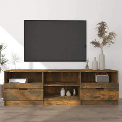 Berkfield Tv Cabinet Smoked Oak 150X33.5X45 Cm Engineered Wood - image 1