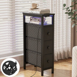 Side Table, Narrow Bedside Table With Charging Station - thumbnail 5
