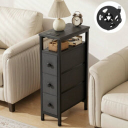 Side Table, Narrow Bedside Table With Charging Station - thumbnail 4