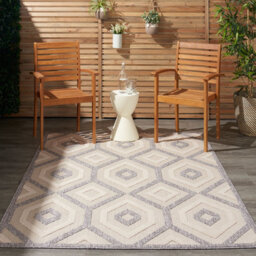 Cream Outdoor Rug, Abstract Optical/ (3D) Stain-Resistant Rug For Patio Decks, Modern Outdoor Area Rug-122Cm X 183Cm - thumbnail 4