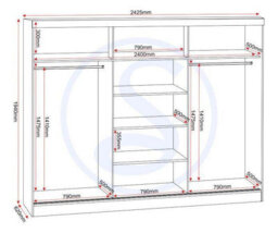 Seconique Nevada 3 Door Sliding Wardrobe In Grey Gloss Finish - thumbnail 9