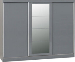 Seconique Nevada 3 Door Sliding Wardrobe In Grey Gloss Finish - thumbnail 1
