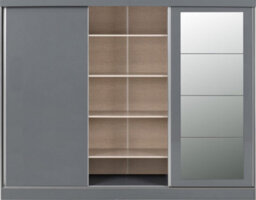 Seconique Nevada 3 Door Sliding Wardrobe In Grey Gloss Finish - thumbnail 3
