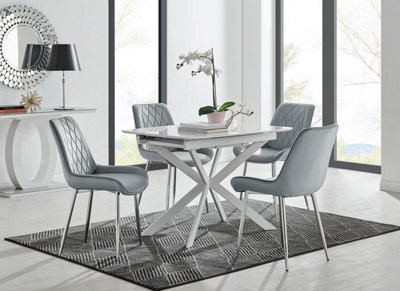 Furniturebox Uk Lira 100 Extending Dining Table And 4 Grey Pesaro Silver Leg Chairs - image 1