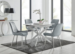 Furniturebox Uk Lira 100 Extending Dining Table And 4 Grey Pesaro Silver Leg Chairs - thumbnail 1