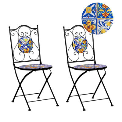 Beliani Set Of 2 Garden Chairs Coriano Folding Metal Black - image 1