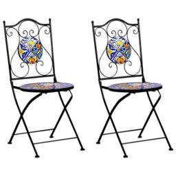 Beliani Set Of 2 Garden Chairs Coriano Folding Metal Black - thumbnail 4