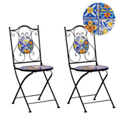 Beliani Set Of 2 Garden Chairs Coriano Folding Metal Black - thumbnail 1