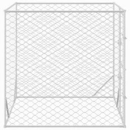 Berkfield Durable Outdoor Dog Kennel Silver 2X2X2 M Galvanised Steel - thumbnail 4