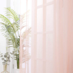 Deconovo Soild Eyelet Semi Transparent Net Curtains Super Soft Voile Curtains Decorative Sheer Curtans 55 X 114 Inch Pink 2 Panels - thumbnail 3
