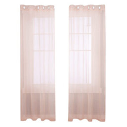 Deconovo Soild Eyelet Semi Transparent Net Curtains Super Soft Voile Curtains Decorative Sheer Curtans 55 X 114 Inch Pink 2 Panels - thumbnail 2