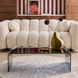 Sweeek - Rectangular Coffee Table Tempered Glass Grey Blue 110X55X35 Cm - Glintz - thumbnail 3