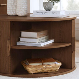 Birlea Axel Round Fluted Coffee Table With Storage Walnut - thumbnail 5
