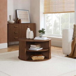 Birlea Axel Round Fluted Coffee Table With Storage Walnut - thumbnail 2
