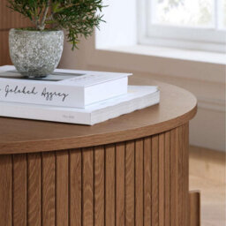 Birlea Axel Round Fluted Coffee Table With Storage Walnut - thumbnail 4
