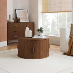 Birlea Axel Round Fluted Coffee Table With Storage Walnut - thumbnail 1