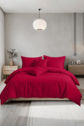 Plain Dyed Easy Care Polycotton Duvet Cover And Pillowcase/s Set Bed Linen Red