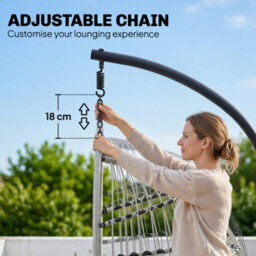 Outsunny Hanging Egg Chair, Outdoor Swing Chair With Stand, Light Grey - thumbnail 7