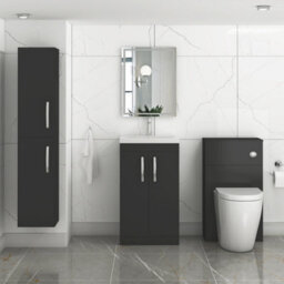 Royal Bathrooms Turin 500mm Matt Black Floor Standing Vanity Unit 2 Door With Mid-Edge Basin - thumbnail 6