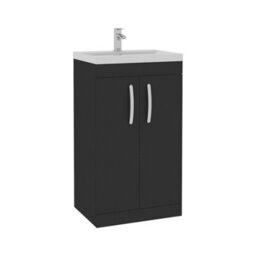 Royal Bathrooms Turin 500mm Matt Black Floor Standing Vanity Unit 2 Door With Mid-Edge Basin - thumbnail 8