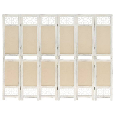 Berkfield 6-Panel Room Divider Cream 210X165 Cm Fabric - image 1