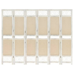 Berkfield 6-Panel Room Divider Cream 210X165 Cm Fabric - thumbnail 1