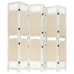 Berkfield 6-Panel Room Divider Cream 210X165 Cm Fabric - thumbnail 4