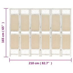 Berkfield 6-Panel Room Divider Cream 210X165 Cm Fabric - thumbnail 7