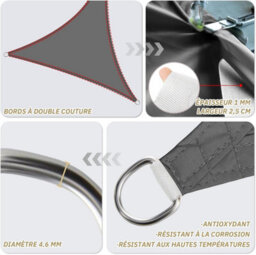 Grey 3X3X3M Triangular Shade Sail Waterproof - thumbnail 2