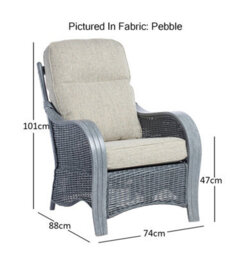 Desser Turin Grey Rattan 2 Seater Sofa & 2 Armchairs Indoor Real Cane Natural Rattan Conservatory Suite W/ Uk Sewn Pebble Cushions - thumbnail 3