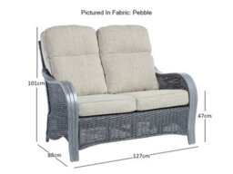 Desser Turin Grey Rattan 2 Seater Sofa & 2 Armchairs Indoor Real Cane Natural Rattan Conservatory Suite W/ Uk Sewn Pebble Cushions - thumbnail 2