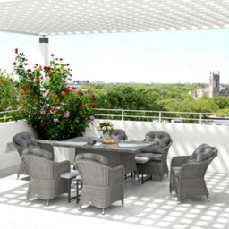 Outsunny Pe Rattan Garden Dining Set For 6 With Seat And Back Cushions - thumbnail 8