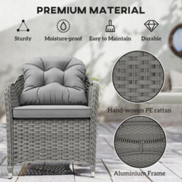 Outsunny Pe Rattan Garden Dining Set For 6 With Seat And Back Cushions - thumbnail 7