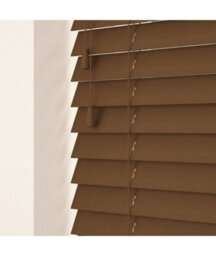 50mm Slat Dark Oak Real Wood Venetian Blind With Strings 120Cm Drop 180Cm Wide