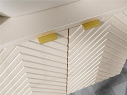 Impact Furniture Beige Vanity Unit With Worktop 600mm White Countertop Wall Hung Bathroom Cabinet Fluted Cashmere Cara - thumbnail 8