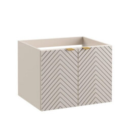 Impact Furniture Beige Vanity Unit With Worktop 600mm White Countertop Wall Hung Bathroom Cabinet Fluted Cashmere Cara - thumbnail 2