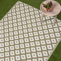 Homescapes Luxury Outdoor Rug Waterproof Reversible For Garden, 120 X 180 Cm, Olive Green, 100% Recycled, May Geometric - thumbnail 2