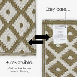 Homescapes Luxury Outdoor Rug Waterproof Reversible For Garden, 120 X 180 Cm, Olive Green, 100% Recycled, May Geometric - thumbnail 6