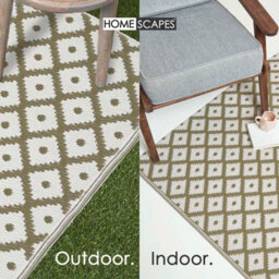 Homescapes Luxury Outdoor Rug Waterproof Reversible For Garden, 120 X 180 Cm, Olive Green, 100% Recycled, May Geometric - thumbnail 5