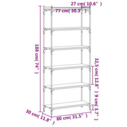 Berkfield Bookcase 6-Tier Black 80X30X188 Cm Engineered Wood - thumbnail 9