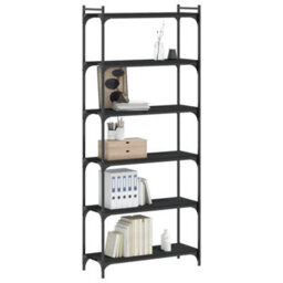 Berkfield Bookcase 6-Tier Black 80X30X188 Cm Engineered Wood - thumbnail 3