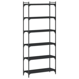 Berkfield Bookcase 6-Tier Black 80X30X188 Cm Engineered Wood - thumbnail 2